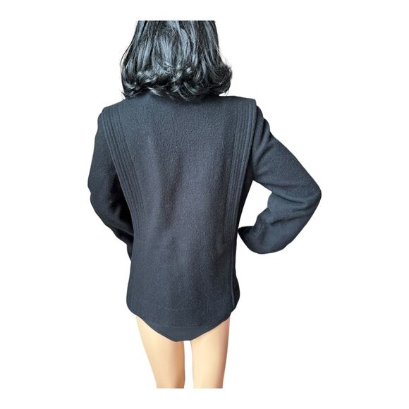 Vintage Donna Frederlcks black no collar 4 gold button Coat size small * - Picture 6 of 16